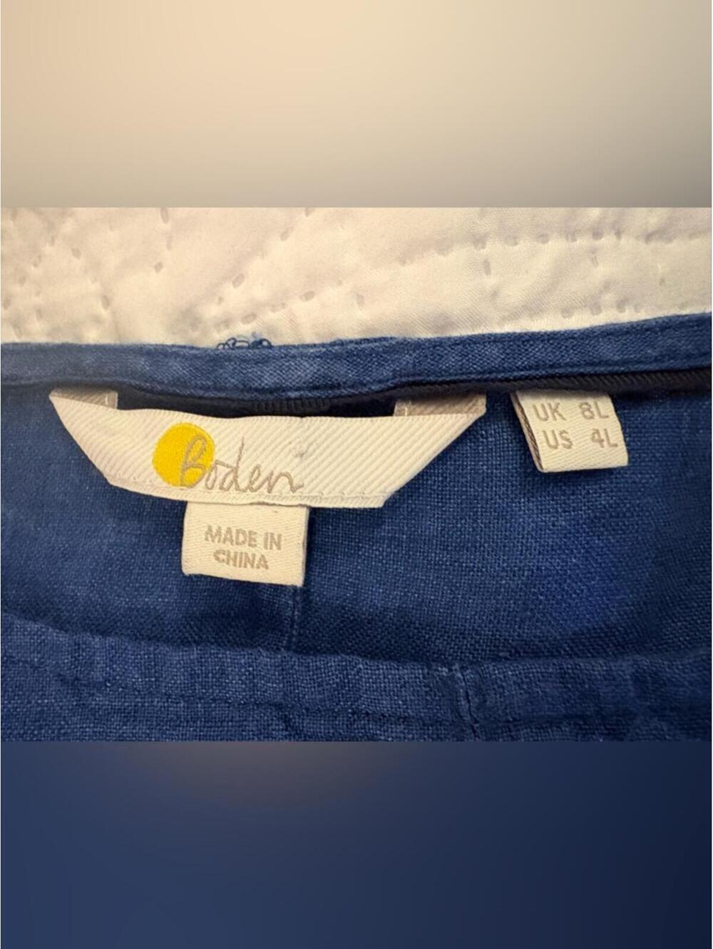 Boden 100% Linen Blue Shift Dress Pockets Coastal Chic Preppy Luxury Size 4 - Picture 4 of 9